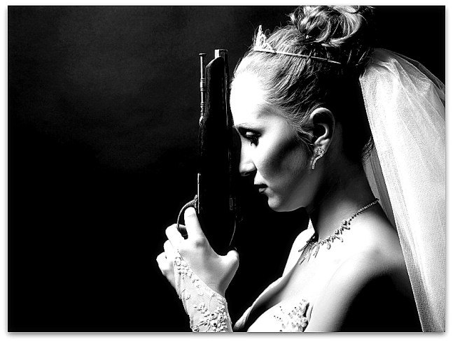 bride holding old gun